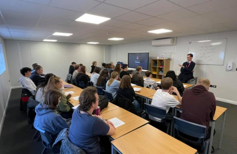 Tom Randall MP talks to Redhill students