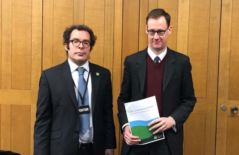 Tom Randall MP & State of Brownfield report author Paul Miner from the Council for the Protection of Rural England