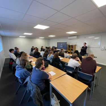 Tom Randall MP talks to Redhill students